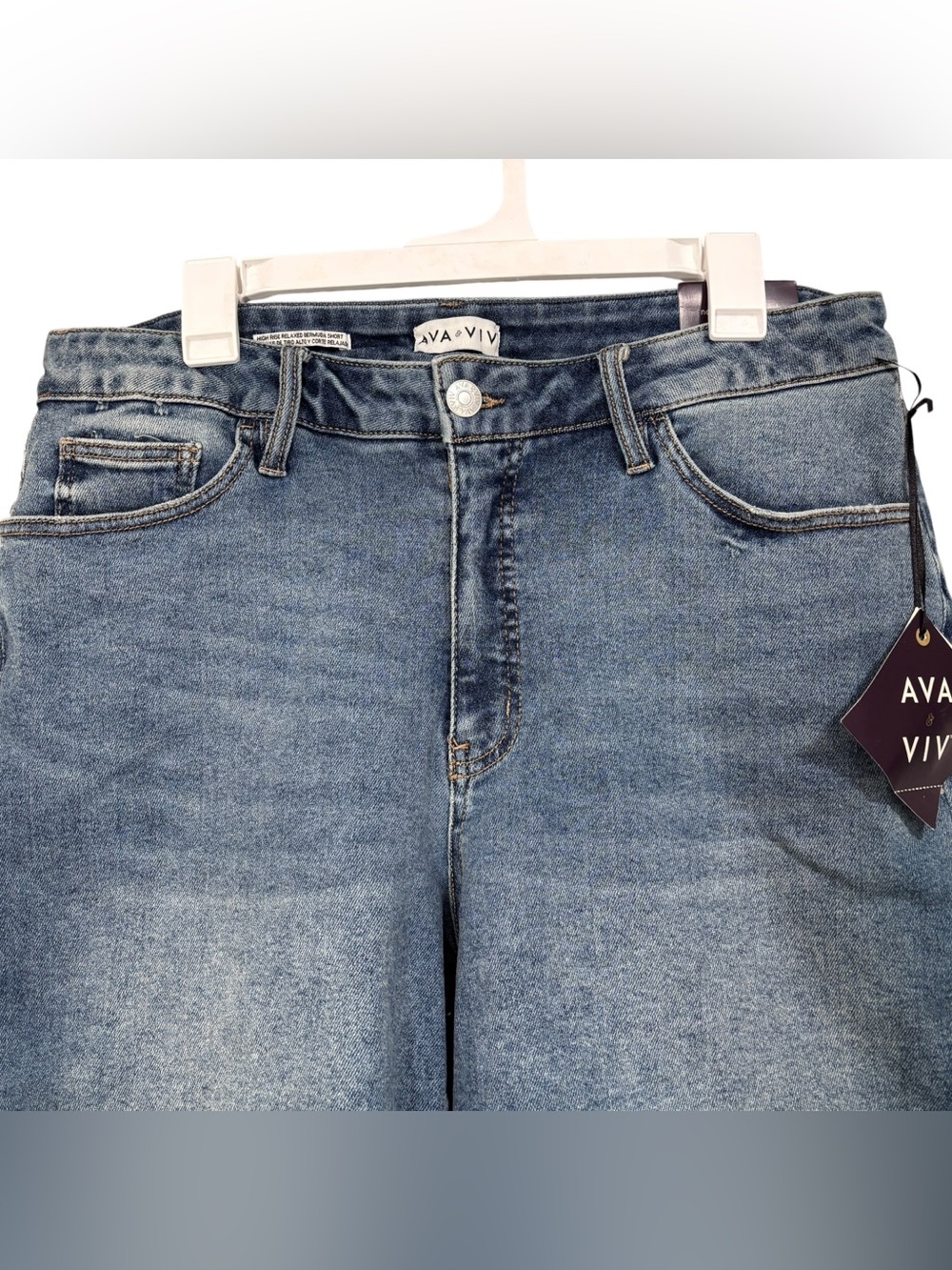 Ava & Viv NWT Blue Jean Denim Bermuda Shorts Size 17 Junior's - Picture 3 of 7